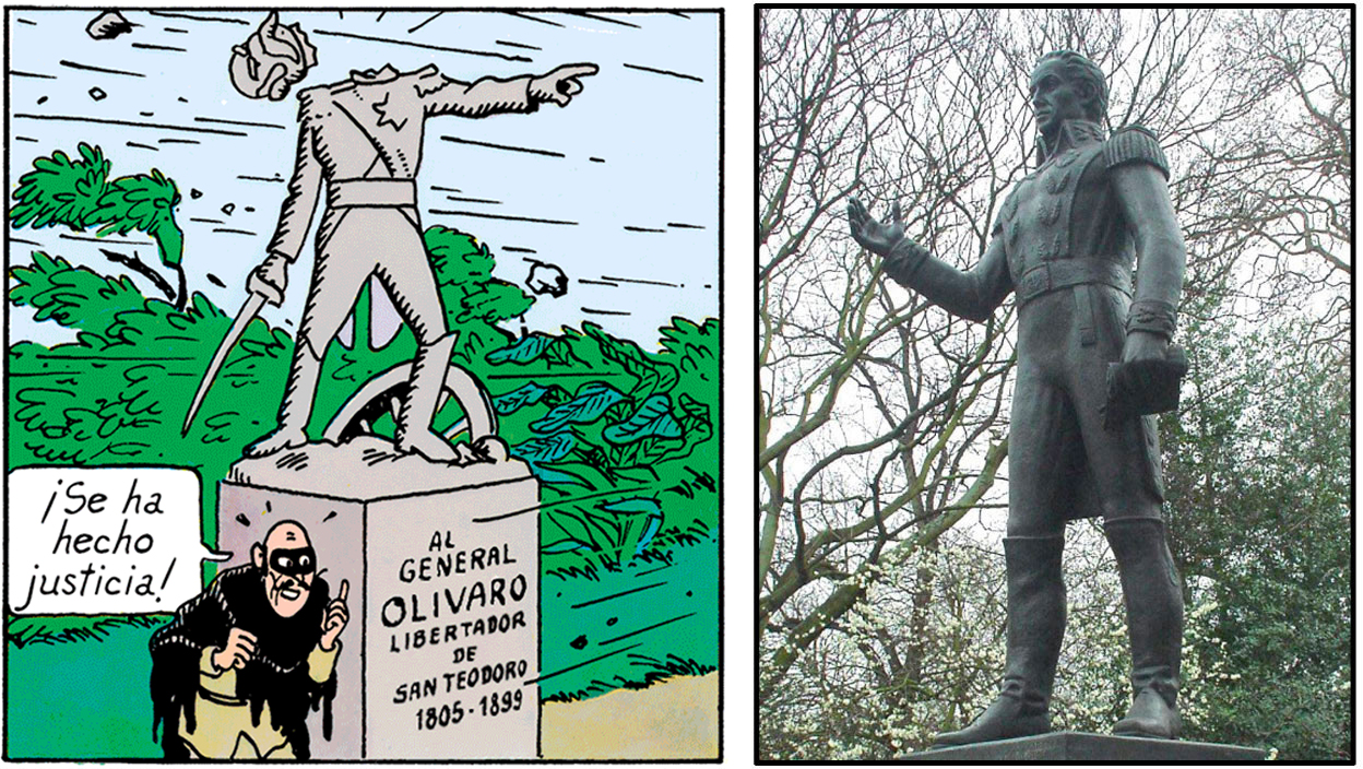 La statue décapitée du général Olivaro dans l'Oreille cassé